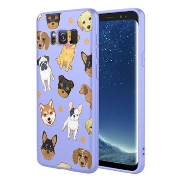 Imagem de KOARWVC Capa de telefone para Galaxy S8, capa para Samsung S8 SM-G950U, design de padrão de cachorro fofo, capa protetora fina de TPU macio para celular Samsung Galaxy S8 roxo cachorro