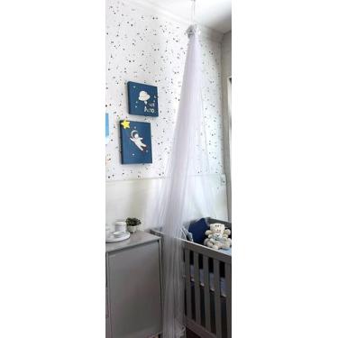 Imagem de Mosquiteiro de Teto Poly Cortinado Berço Tulle Pompom Branco - POLYBAB