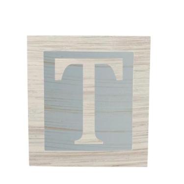 Imagem de Cubo Azul Letra Branca com Aplique Festa Chá de Bebê Decoração 8x8x8 C