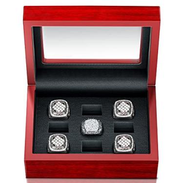 Imagem de Caixa de exibição de anel de campeonato de madeira caixa de exibição de anel de beisebol suporte de anel de troféu para vários anéis de softball, anéis esportivos de softball, 9 furos