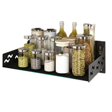 Imagem de Suporte de parede para forno de micro-ondas, rack de armazenamento de forno de micro-ondas, suporte de micro-ondas de liga de alumínio preto, suporte de forno, suporte de cozinha, armazenamento