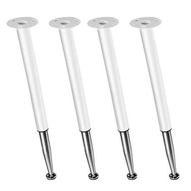 Imagem de Barra de café da manhã ajustável suporte para mesa de trabalho, pernas de tubo de ferro galvanizado, altura ajustável 0-10 mm, ø 50 mm, para mesas de cozinha, mesas de café, mesas de centro, branco (4