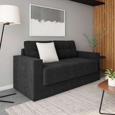Imagem de Sofá 3 Lugares Retrátil Essen Suede Preto 180 cm