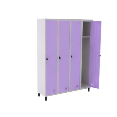 Imagem de Roupeiro De Aço Guarda-Volume Locker 4 Portas Montável Lilas