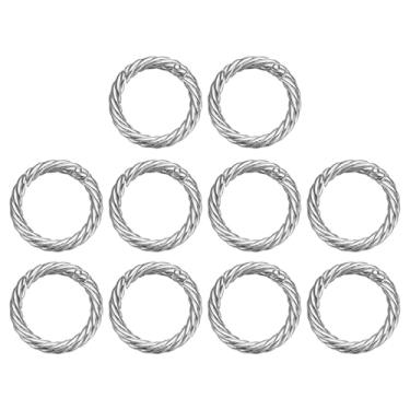 Imagem de HARFINGTON 10 peças de anéis O de mola 2,5 cm redondo gatilho metal gancho de pressão círculo prata chaveiro clipe chaveiro para bolsas bolsa porta-chaves