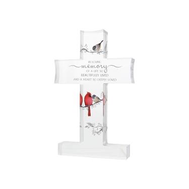Imagem de Pavilion Gift Company - Memória - placa cruzada de acrílico de 17,78 cm, fé, religião, memorial, luto, lembrança, paraíso, funeral, cardeal, pássaro, decoração de casa