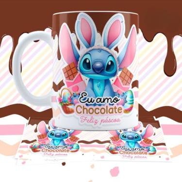 Imagem de Caneca Páscoa Stitch (Marrom/azul)