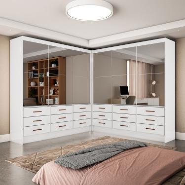 Imagem de Closet Sevilha 6 Portas Casal Duplo Premium 18 Gavetas Carioca Moveis - Branco