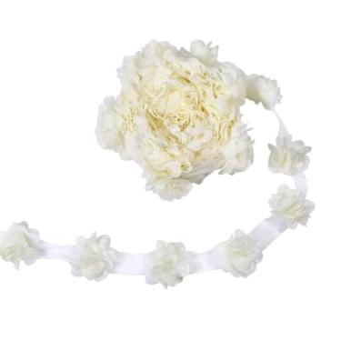 Imagem de beinkmake 10 jardas de chiffon 3D enfeites de renda apliques de tecido de costura para roupas adequadas para decoração de roupas femininas, largura 5,5 cm, branco cremoso