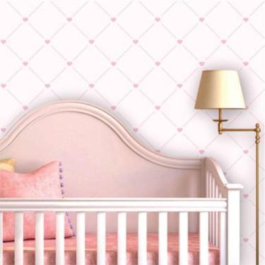Imagem de Papel de Parede com Corações Em Tons de Rosa Losango 250 - Inove Papéi