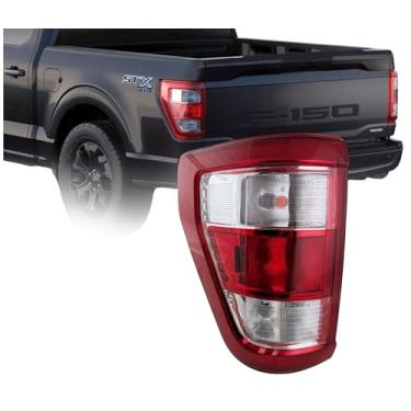 Imagem de Conjunto de luz traseira compatível com Ford F-150 Pickup 2021 2022 2023 América do Norte construído com lâmpada de quebra de halogênio, lado externo esquerdo/motorista, à prova d'água, no corpo