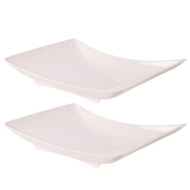 Imagem de Travessa de plástico retangular 800ml marmorizado com 2 unidades Plasutil ref. 16339