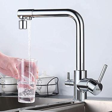 Imagem de wang hao shop Torneiras, torneiras de pia de cozinha, torneira de cozinha moderna, torneira de cozinha com filtro de água, torneiras de água potável de alça dupla, torneira misturadora de cozinha de