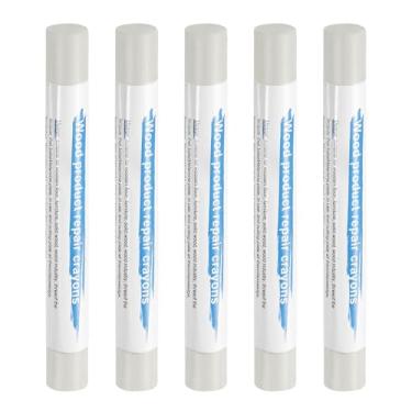 Imagem de HARFINGTON 5 peças de bastões de enchimento de madeira, cera de madeira, retoque de móveis, gizes de cera para reparo de móveis para madeira, linho claro