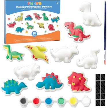 Imagem de Conjunto de Pintura de Dinossauros Funto para Crianças, Pinte Suas Próprias Figuras com Imã, Conjunto de Artesanato de 27 Peças, Cerâmica para Pintar, Projeto Criativo de Atividade DIY STEAM
