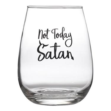 Imagem de Artisan Owl Not Today Satan - Taça de vinho sem haste engraçada fofa - Grande taça de vinho sem haste de 500 ml