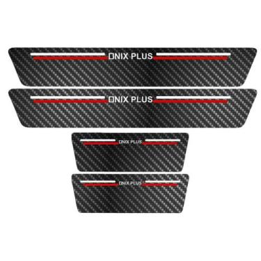 Imagem de Kit Soleira Protetora Porta Premium Red Carbono - Onix Plus - Jhow Ade