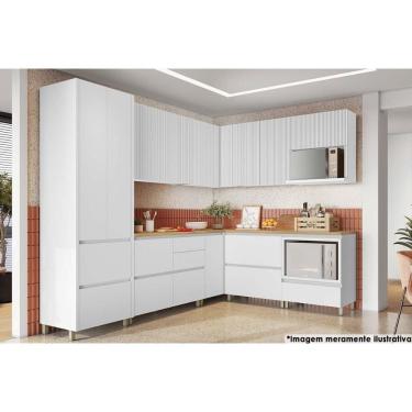 Imagem de Gabinete De Cozinha Modulado Balcão Rainha Canto Reto Dir-esq 1 Porta C-tampo 92cm Branca-nature