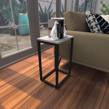 Imagem de Mesa Lateral Cinza Aparador De Sofa Sala Mesa Lateral Cama