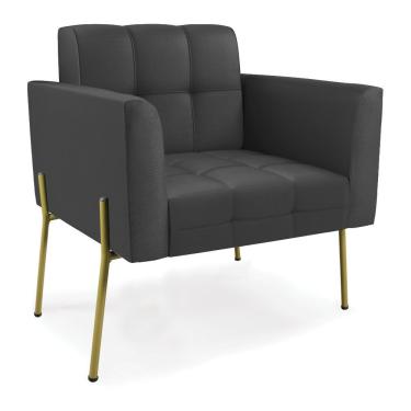 Imagem de Poltrona Pé De Ferro Dourado Para Sala Elisa Corino D03 - D'rossi Cor Preto