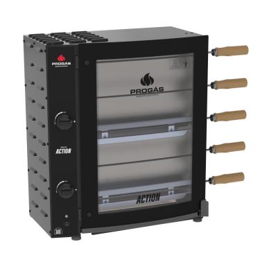 Imagem de Forno Rotativo A Gás Progás 5 Espetos Queimador Tubular Bivolt Prac-05t Action