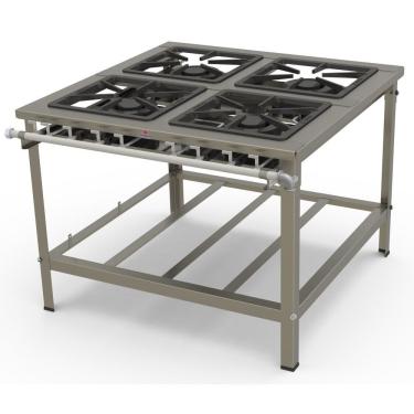 Imagem de Fogão Progás Inox 4 Queimadores Duplos De Encosto Pmdinox-400f