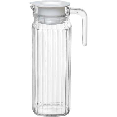 Imagem de Jarra água Suco Home&co Tampa Branca Vidro 1,1l 24x8x8cm Transparente
