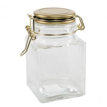 Imagem de Pote Porta Tempero Hermético 100 Ml Tampa Metal Dourado Lyor