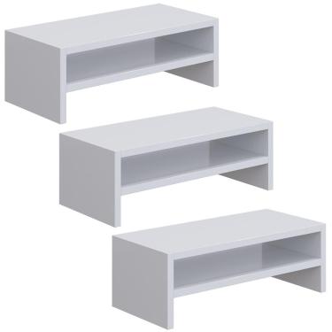 Imagem de Kit 03 Suportes Para Monitor Stand Home Office Lap 63 Cm L03 Branco - Lyam