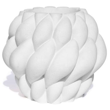 Imagem de Vaso Decorativo Novelo 9cm Em Cimento Artesanal Sala E Cozinha Branco