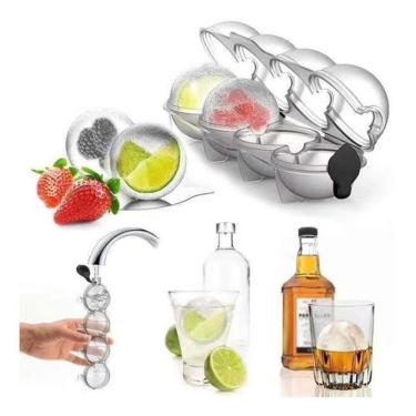 Imagem de Forma De Gelo Redonda 4 Bolas De Gelo Em Formato De Esfera