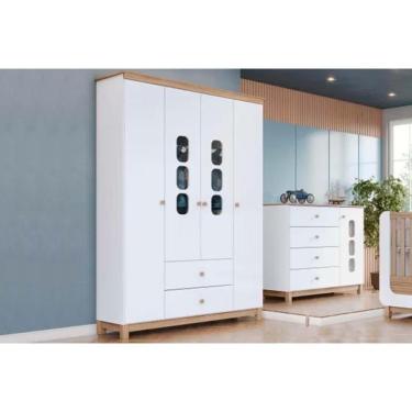 Imagem de Quarto De Bebê Completo Aconchego 2 Peças (1 Guarda Roupa + 1 Cômoda) Qi81 Branco-jequitiba - Henn