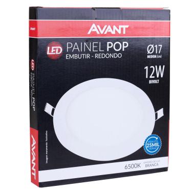 Imagem de Painel Led de Embutir 17cm Redondo 12W Avant Bivolt Branco
