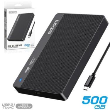 Imagem de HD Externo Slim 500GB USB 3.1 Tipo.C para PC Notebook HIGH SPEED - EXB