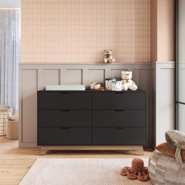 Imagem de Cômoda para Quarto Infantil 6 Gavetas 100% Mdf Alice Preto/Freijó