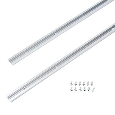 Imagem de T Track 61 cm com parafusos de madeira - perfil de corte duplo de alumínio em T com furos de montagem pré-perfurados - madeira e grampos, jatos de areia finos anodizados - cor prata - pacote com 2