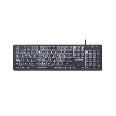 Imagem de Perixx PERIBOARD-317ES es un teclado con cable y retroiluminado LED, letras impresas en grande con iluminación blanca, teclado tamanho completo, QWERTY Español