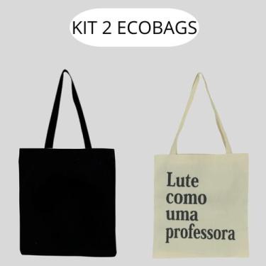 Imagem de KIT 2 Ecobags Professora Crú + Preto - armazze