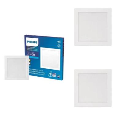 Imagem de 3 Luminária Plafon Led 24w Sobrepor Philips 4000k 30x30 Biv