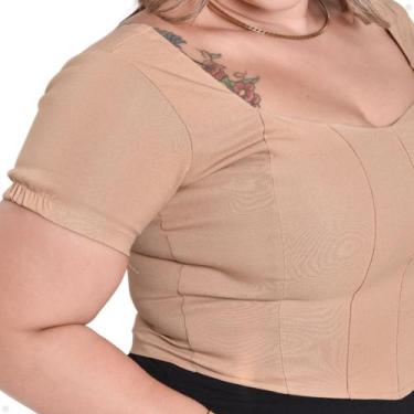 Imagem de Cropped Corset Plus Size Manga Curta Alfaiataria G ao G4 - PAWLUK, Nud