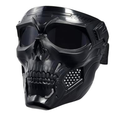 Imagem de OQUQO Máscara Facial De Caveira, Rosto Inteiro, Máscara De Motocicleta, Máscara De Airsoft, Máscara Tática, Máscara De Paintball Para Homens E Mulheres (Skullblack)