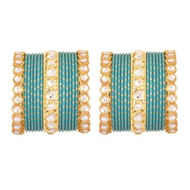 Imagem de Efulgenz Pulseiras indianas femininas Bollywood conjunto de pulseiras simples acabamento fosco pulseiras de metal casamento pulseiras de noiva moda bijuteria (24 peças), 2-4, Metal, Sem Pedra Preciosa