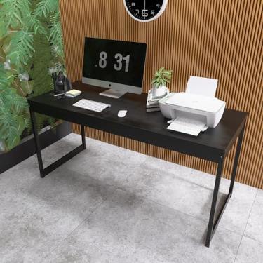 Imagem de Mesa de Escritório Moderna, Estrutura em Metal, Design Minimalista, Ideal para Home Office (Preto)