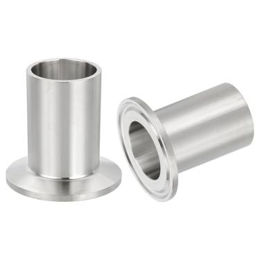 Imagem de PATIKIL Encaixe sanitário de aço inoxidável 304, 2 peças de encaixe de tubo de virola de solda longa 1 1/4" (32 mm) Conector OD de tubo 50,5 mm Flange de virola OD para processamento de alimentos de