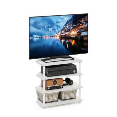 Imagem de Furinno Suporte de TV Econ Easy Assembly Petite de 4 camadas, branco/branco
