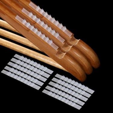 Imagem de Cabides antiderrapantes, 200 peças de borracha para cabides de roupas aderentes para roupas aderentes de borracha transparente com tiras de barbatanas, prendedores para lojas domésticas, 7 x 0,5 cm