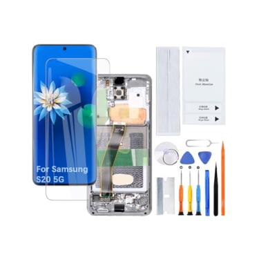 Imagem de Kit de montagem de tela LCD para Samsung Galaxy S20 5G TFT G981 G981F G981F/DS (cinza com moldura, sem impressão digital, tela não curva)