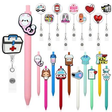 Imagem de Caneta de enfermeira com combinação de clipe de carretel de crachá, crachás de identificação de enfermagem, bobinas de cartão de nome, canetas de gel, canetas esferográficas engraçadas, acessórios de