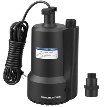 Imagem de JUWO Bomba De Depósito Submersível, 1/3 Hp 2000Gph, Bomba Utilitária Portátil Termoplástica, Bomba De Água Elétrica Para Piscina, Banheira, Porão, Jardim, Drenagem De Lago Com Cabo De 10 Pés