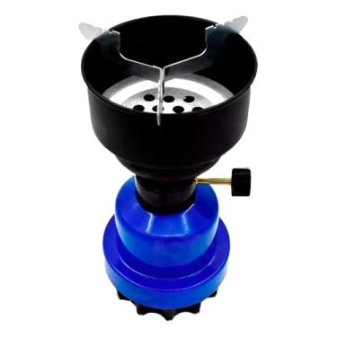 Imagem de Fogareiro Portátil a Gás, 23cm x 11cm, Azul e Preto, para Carvão até 100g